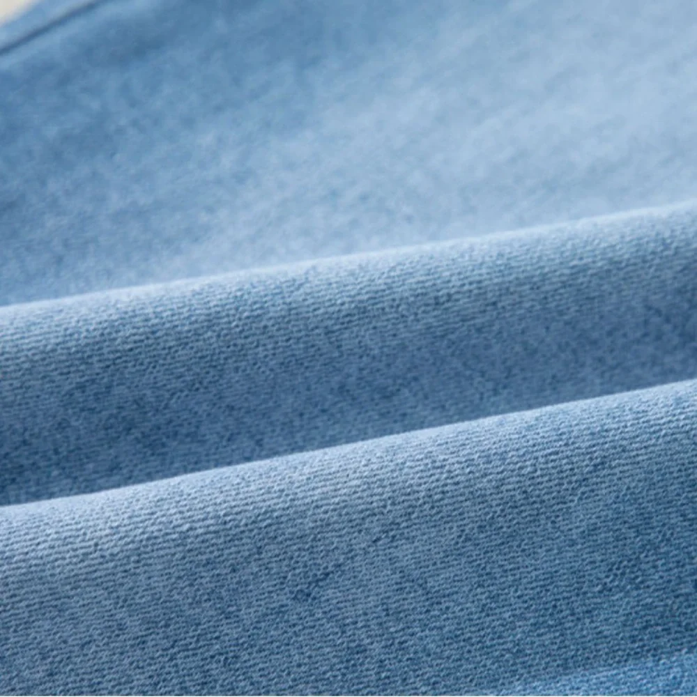 Light Blue High Rise Shift Slit Straight Leg Jeans - Picture 9 of 14